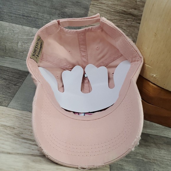 Queen Of The Camper Embroidered Distressed Baseball Cap Vintage Style Pink Hat - Picture 10 of 11